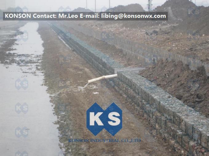 Nehir Bankası İçin Demir Tel Altıgen / örgü Gabion kutuları Önlenmesi Galvaniz